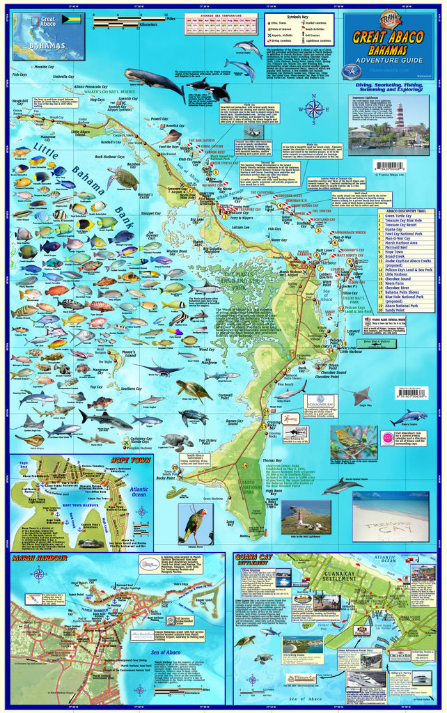 Great Abaco Island, The Bahamas, Adventure Guide Map Franko Maps