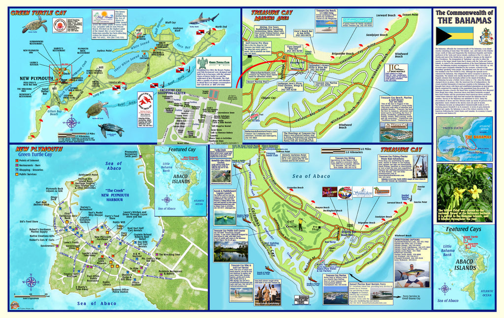 Great Abaco Island, The Bahamas, Adventure Guide Map Franko Maps