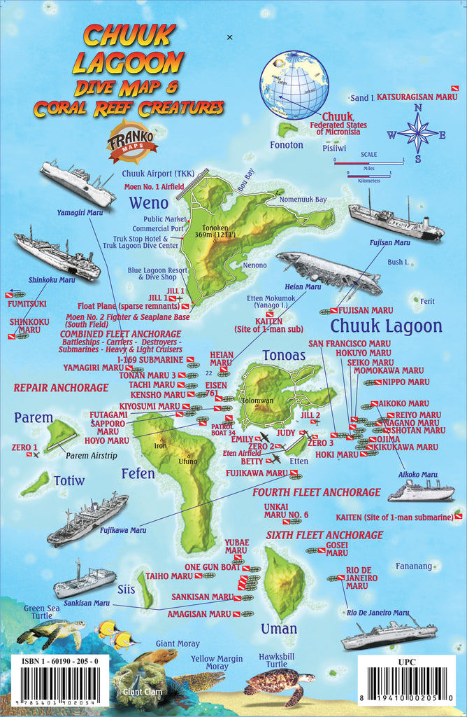  Chuuk  Truk  Lagoon  Fish Card Franko Maps 
