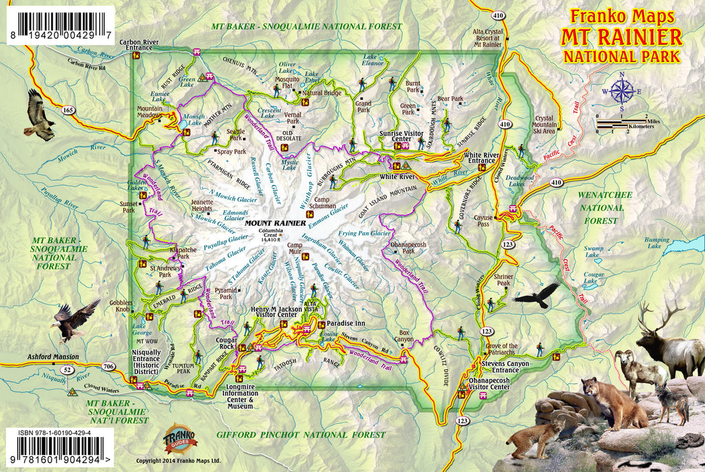 Mt Rainier National Park Guide Card Franko Maps   Mt Rainier 1024x1024 