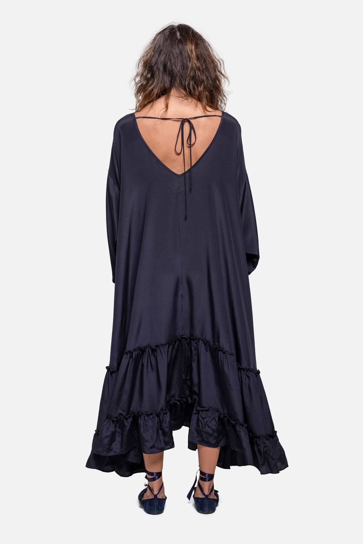 AWAY DRESS - NAVY SILK