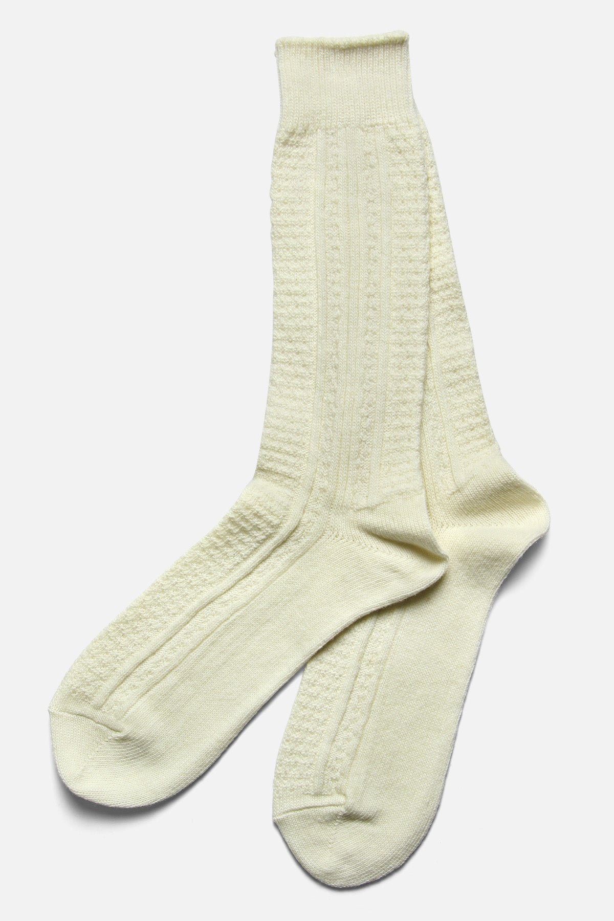 ANONYMOUS ISM - CASHMERE WOOL LINK CREW IN OFF WHITE