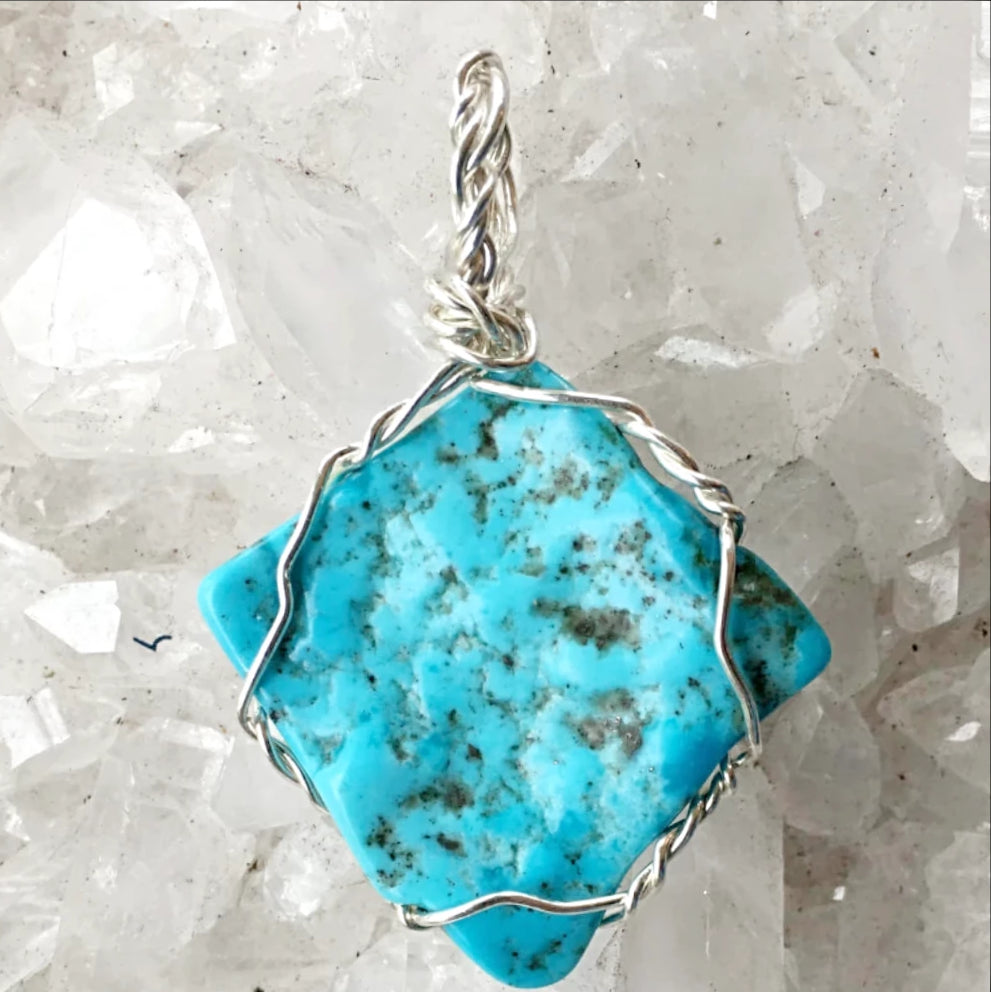 wire wrapped turquoise pendant