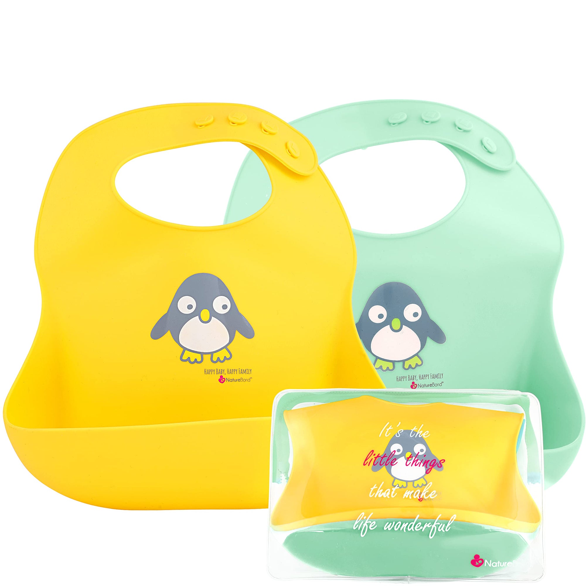 Waterproof Silicone Baby Bibs in Lemonade Yellow & Tangerine Orange ...