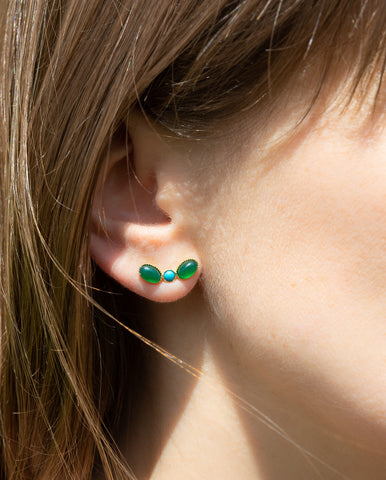 Boucles d'oreilles Alma agate et turquoise 