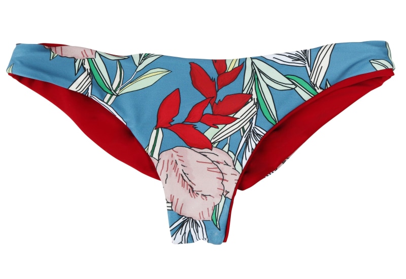 red ruched bikini bottoms