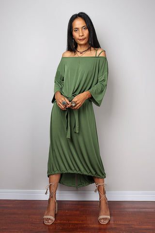 Two piece dress, green skirt and matching top, 2 piece set dress