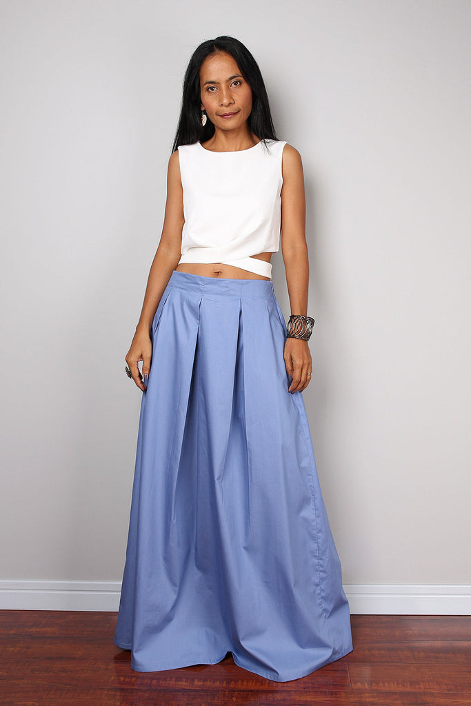 Blue skirt - Long skirt - Floor length soft blue maxi skirt : Feel – Nuichan