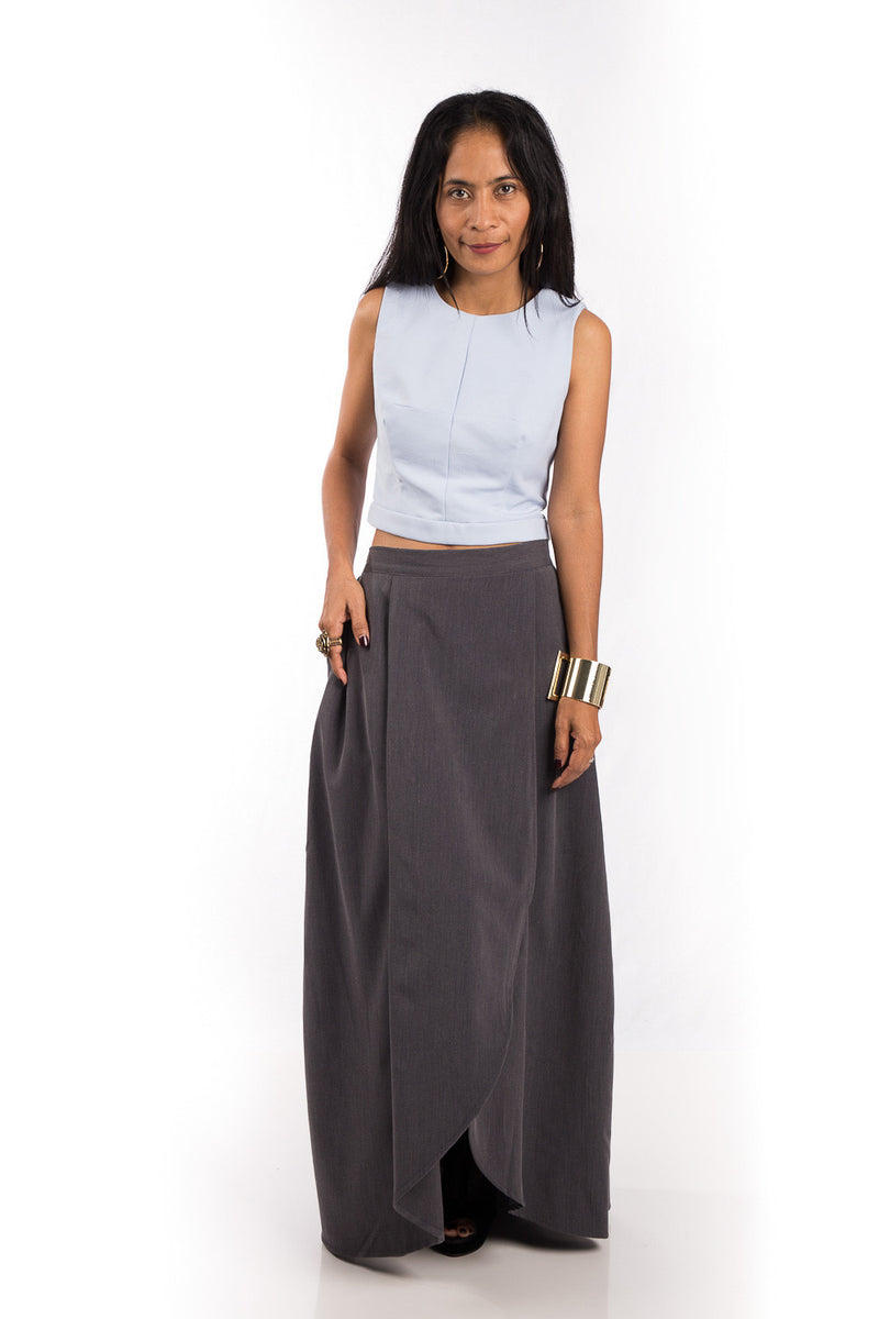 Grey Skirt, Split Skirt, Long Grey Skirt – Nuichan