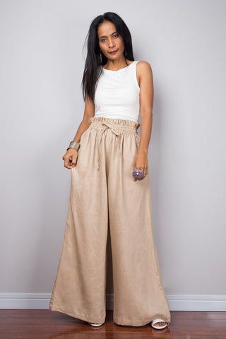 Soft Surroundings Veranda Pants White Linen Blend Wide Leg Palazzo Pants  Small - $49 - From Holly