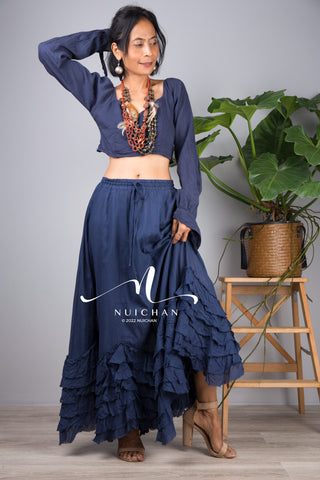 High waist skirt | Tropical maxi skirt | Floor length women's