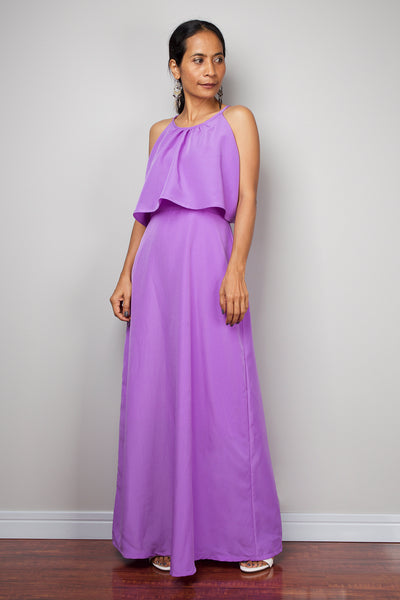 Ruffle dress, Halter Dress, Purple bridesmaid dress, Summer Dress – Nuichan