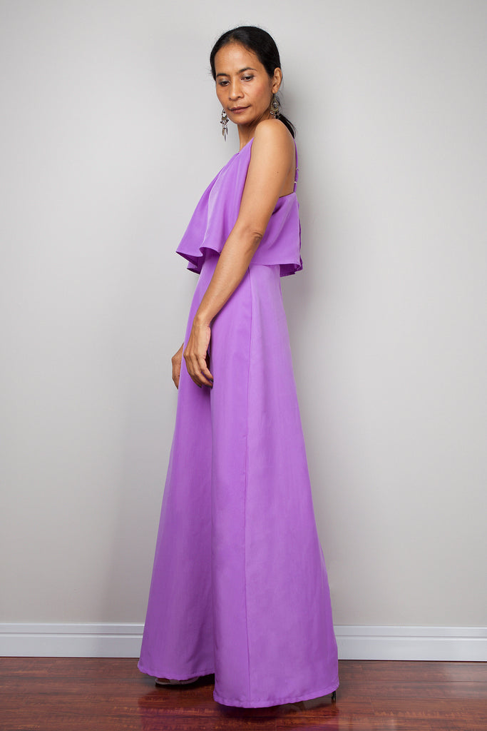 Ruffle dress, Halter Dress, Purple bridesmaid dress, Summer Dress – Nuichan