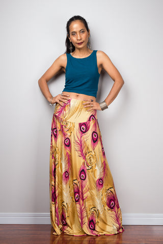 High waist skirt | Tropical maxi skirt | Floor length women's