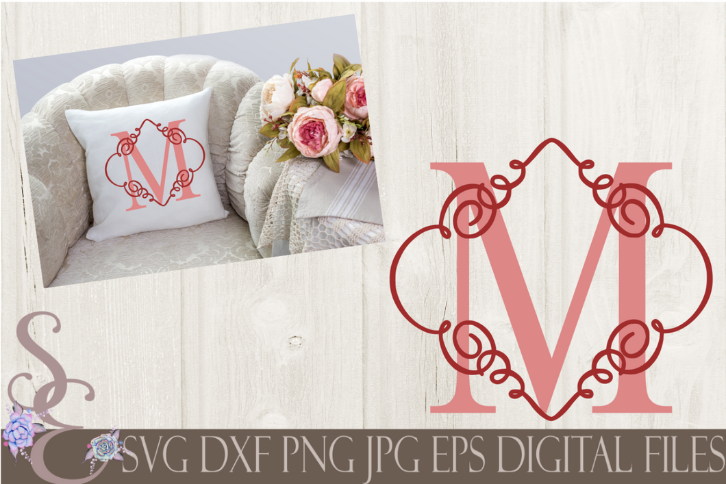 Download Letter M Initial Swirl Border Monogram Svg Digital File Svg Dxf Ep Secret Expressions Svg