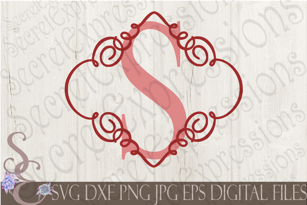Download Letter S Initial Swirl Border Monogram Svg Digital File Svg Dxf Ep Secret Expressions Svg