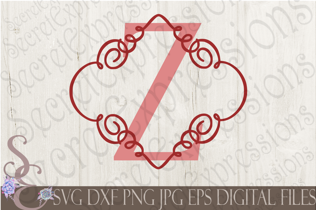 Download Letter Z Initial Swirl Border Monogram Svg Digital File Svg Dxf Ep Secret Expressions Svg