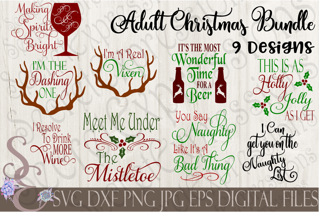 Adult Christmas SVG Bundle 9 Designs, Digital File, SVG ...