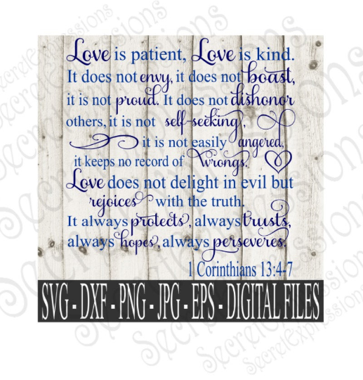 Download Love Is Patient Love Is Kind Svg Wedding 1 Corinthians 13 4 7 Digit Secret Expressions Svg