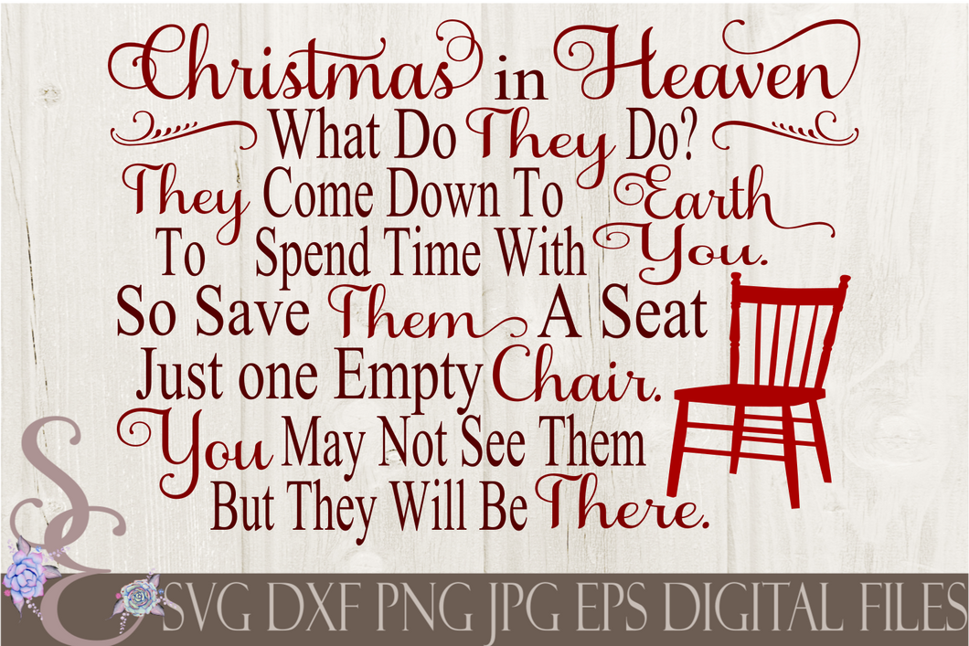 Christmas in Heaven One Empty Chair Svg, Christmas Digital File, SVG ...