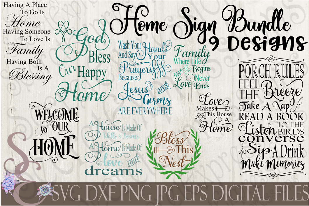 Home Sign SVG Bundle, Religious Digital File, SVG, DXF ...