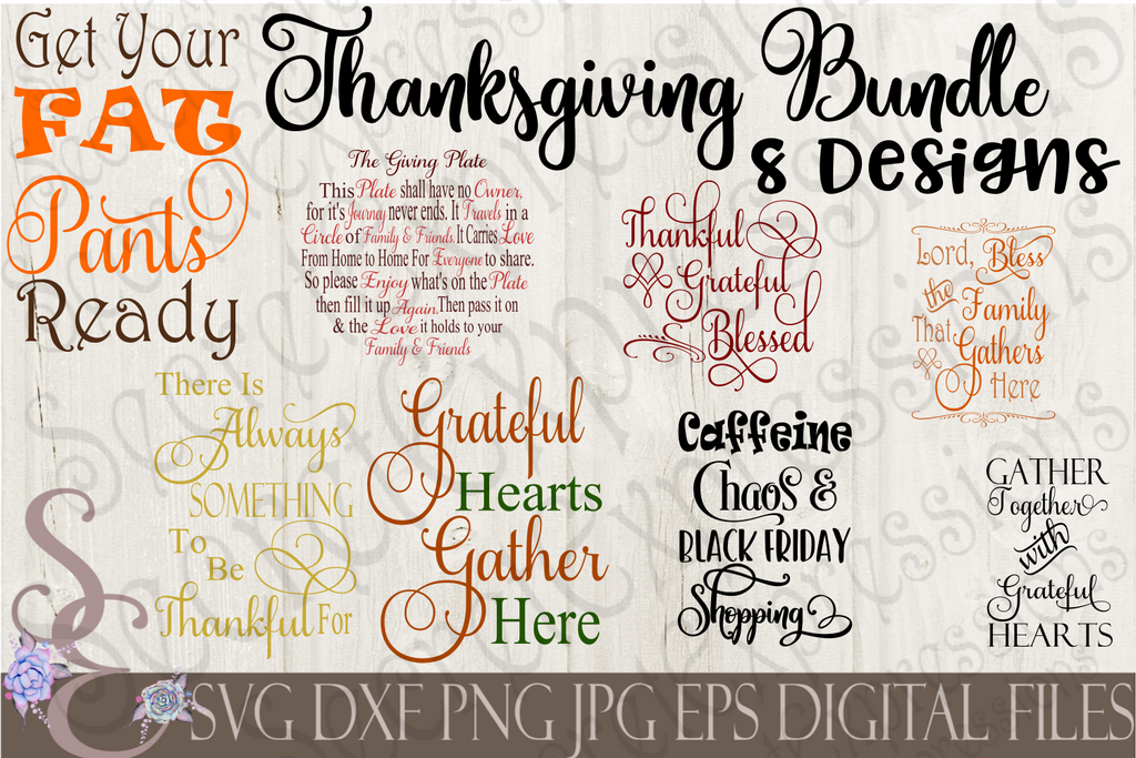 Download Thanksgiving Bundle, 8 SVG Designs, Digital File, SVG, DXF ...