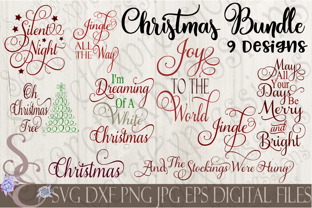 Download Christmas Bundle SVG, 9 Digital File, SVG, DXF, EPS, Png, Jpg, Cricut, - Secret Expressions SVG