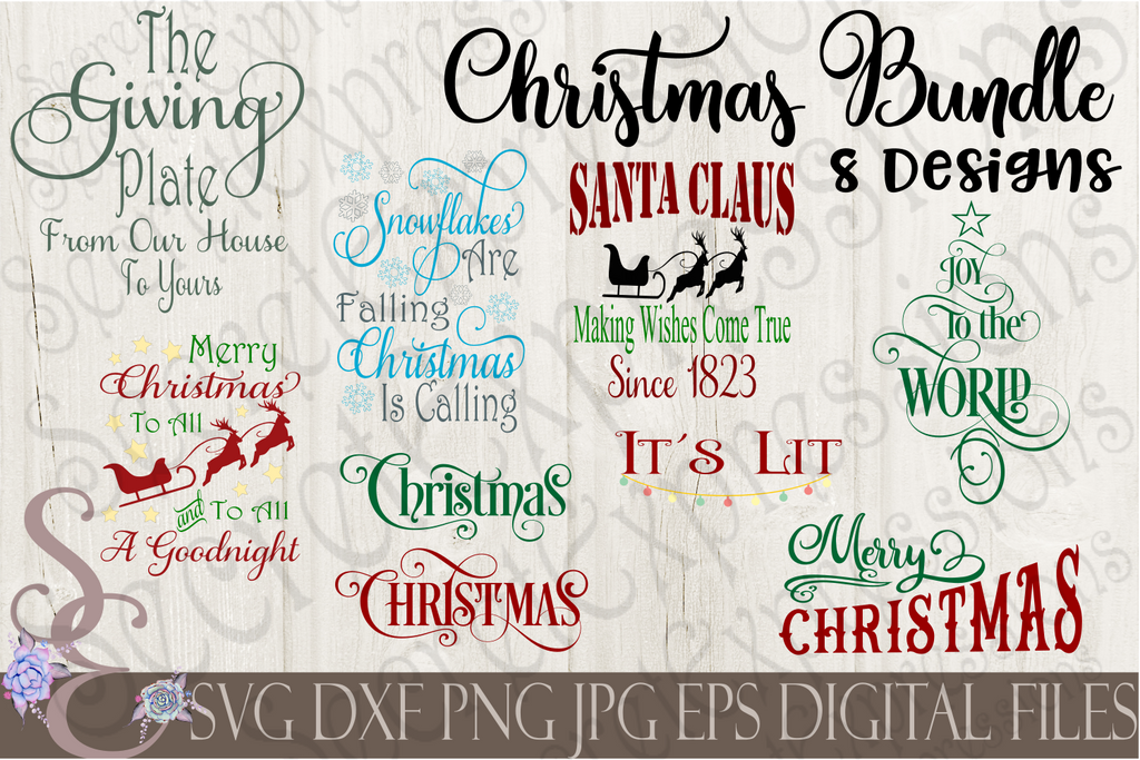 Download Christmas SVG Bundle, 8 Digital File, SVG, DXF, EPS, Png ...