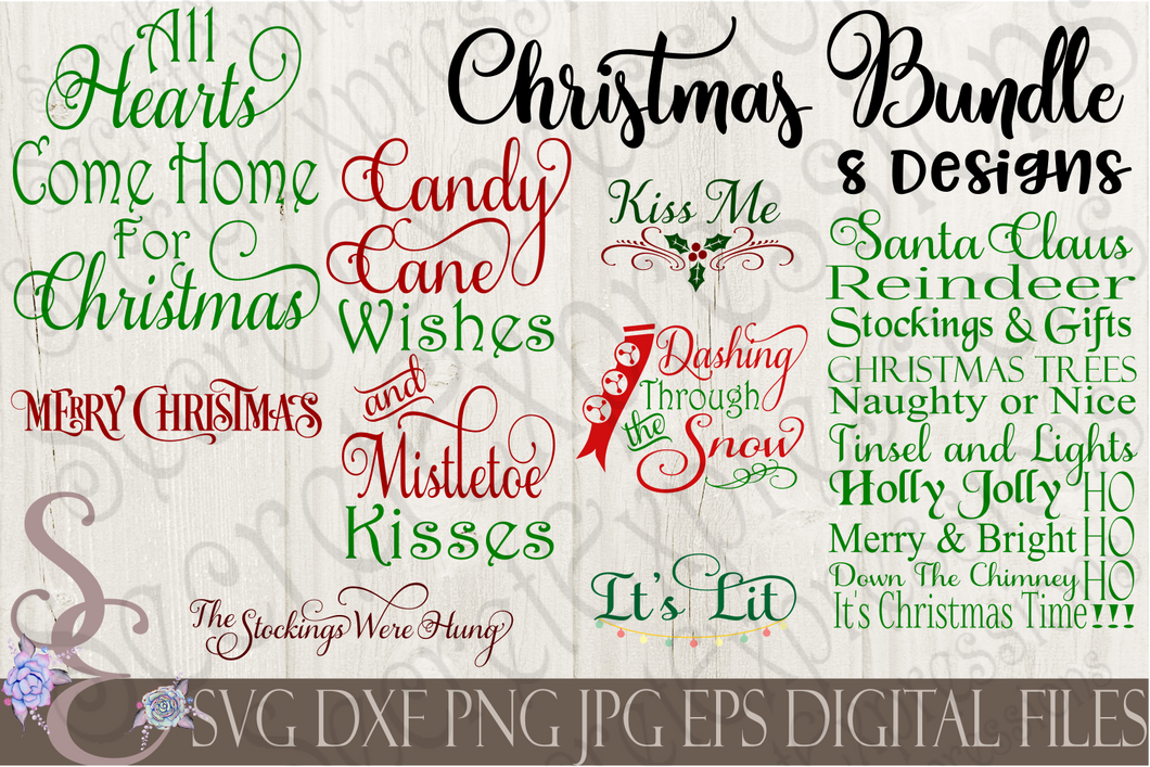 Christmas Bundle Svg 8 Digital File Svg Dxf Eps Png Jpg Cricut Secret Expressions Svg