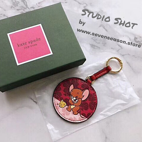 Kate Spade Tom & Jerry Bag Charm Key Fob Handbag Mouse Cheese Luggage Tag