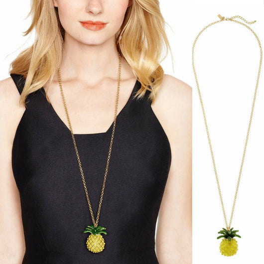 Anyway You Slice It Pineapple Yellow Long Necklace - Seven Season