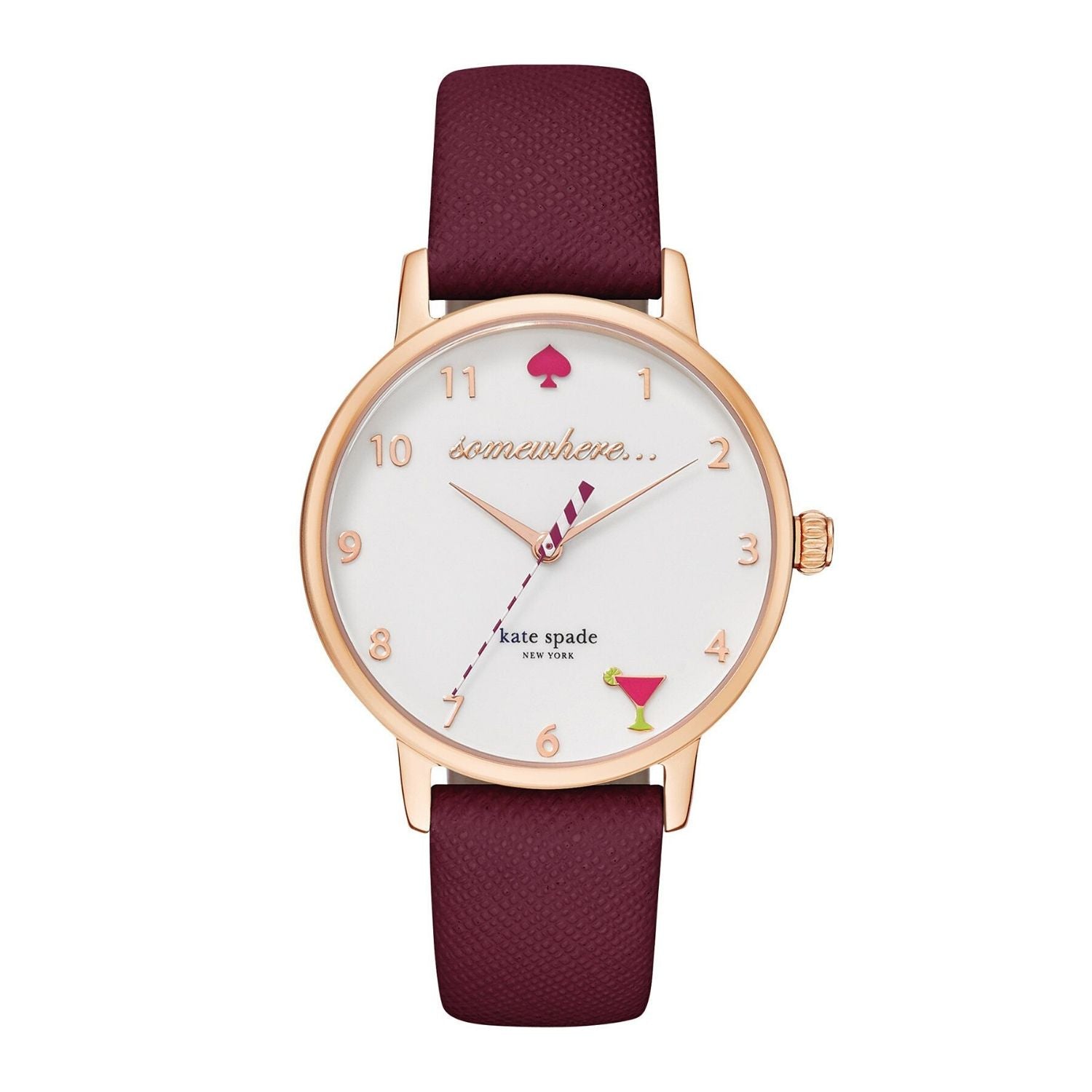 Metro 5 O'clock Somewhere Merlot Leather Watch - Seven Season