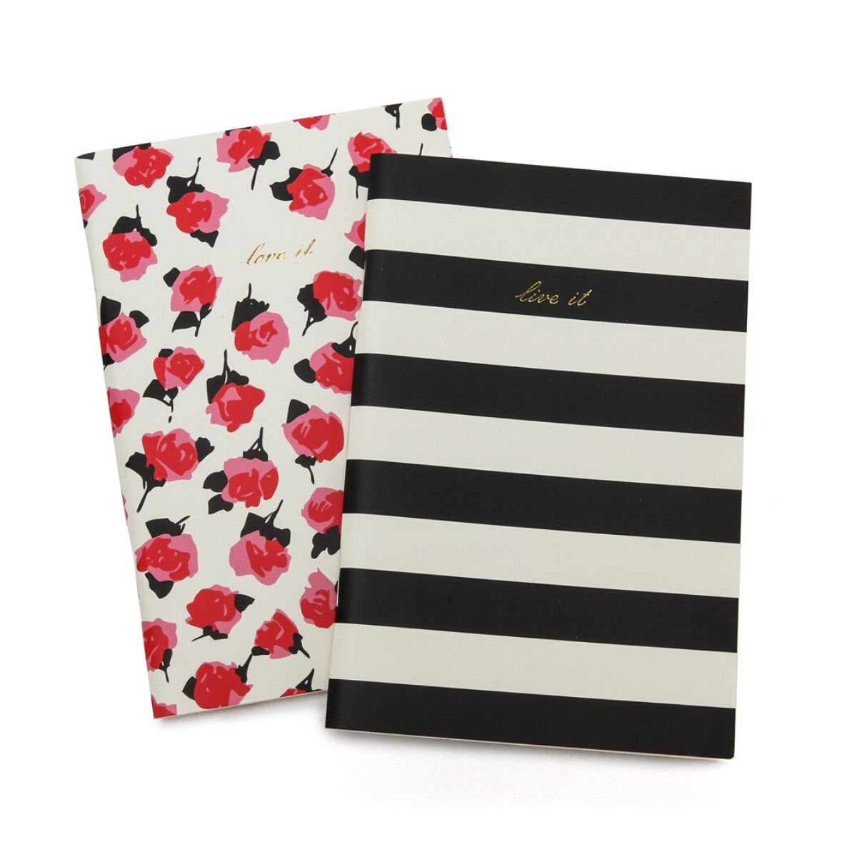 Black Stripe and Rose Journal Notebook Set - Seven Season