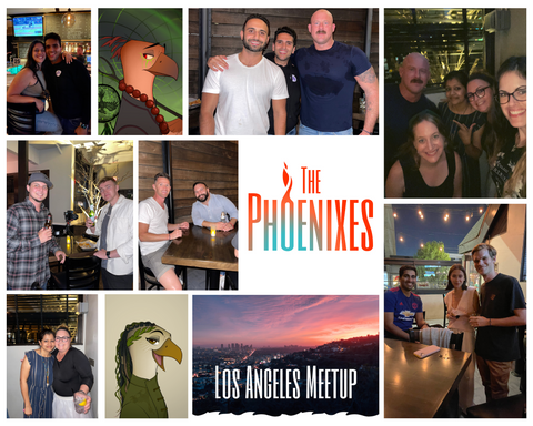 several pictures of a meetup for Phoenixes NFT holders in Los Angeles