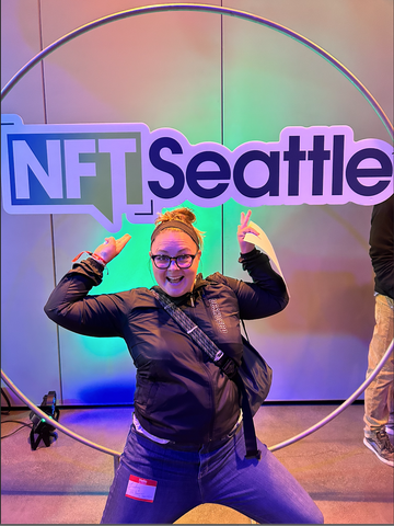 Lindsay posing w/ the NFT Seattle sign last weekend.