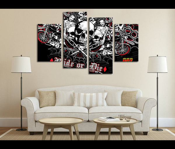 4 Piece Canvas Art Motorcycle Harley Davidson Canvas Vehicle Wall Art Awesomever