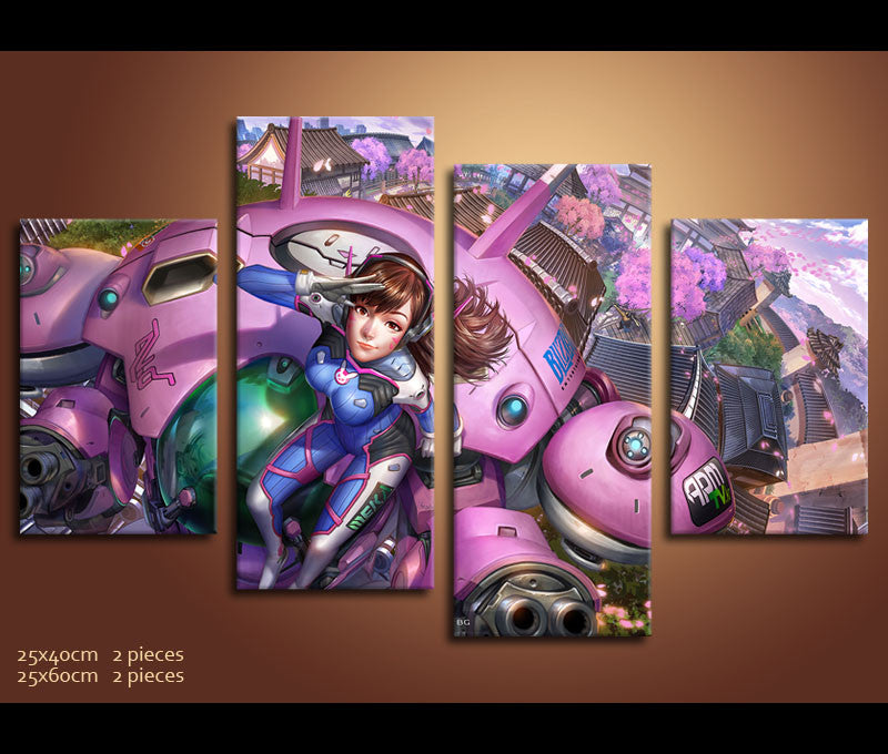 4 Pieces Canvas Art Overwatch Canvas Prints Game Painting Wall Art Decor Awesomever