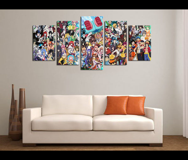 5 Piece Canvas Art Dragon Ball Z Anime Canvas Wall Art Decor Awesomever