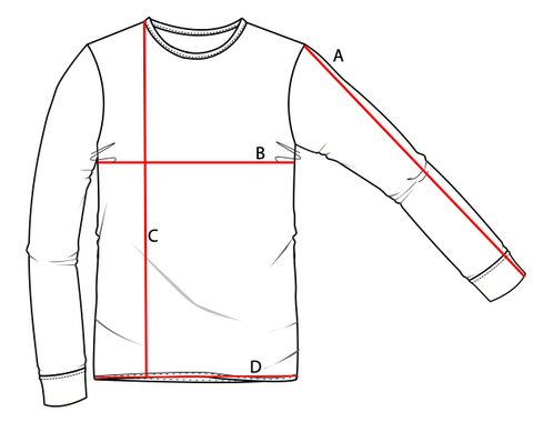 Willpower Knit Sweater Size Chart Graphic