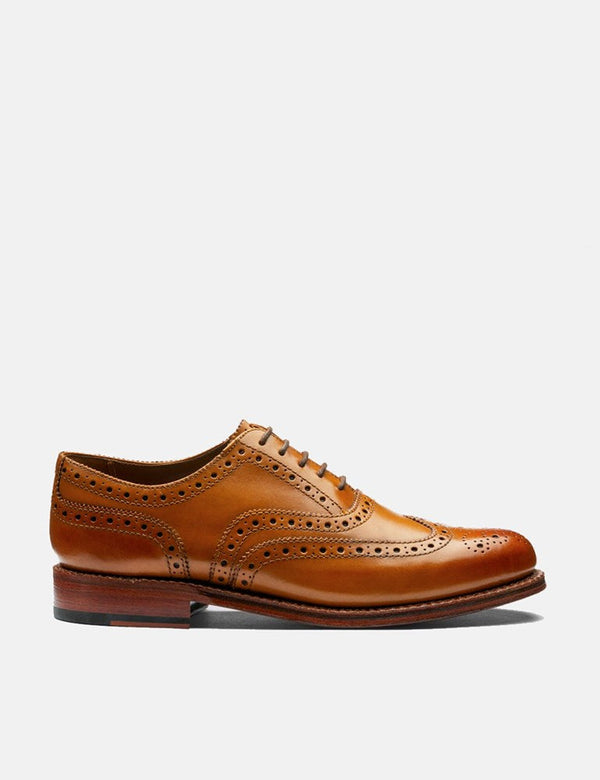 Grenson Stanley Tan Oxford Brogue Leather Shoes