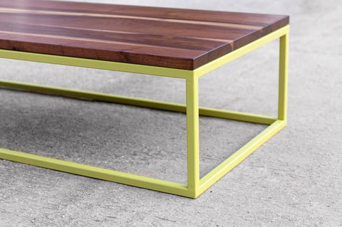 Wood and Metal green coffee table