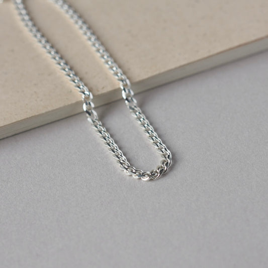 Dainty Silver Beaded Chain Necklace