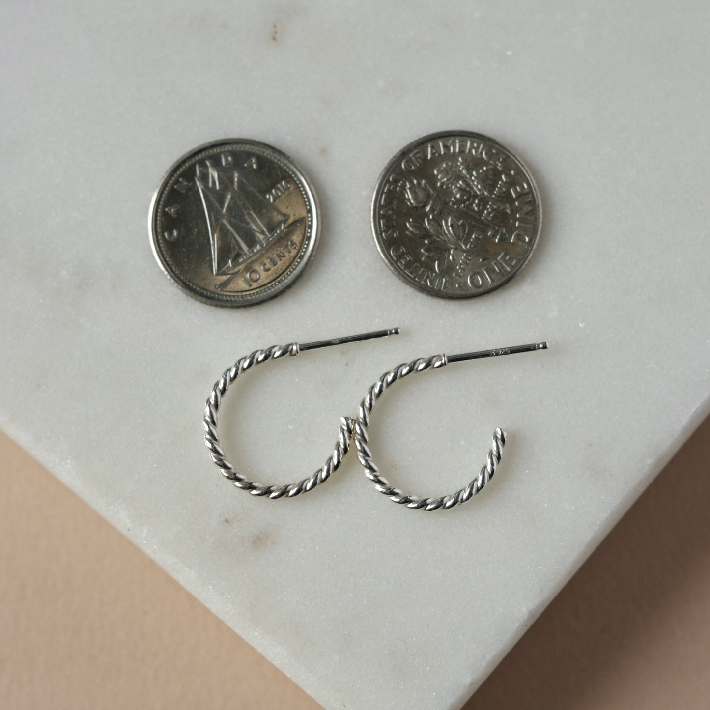 Small Everyday Twisted Sterling Silver Hoop Earrings