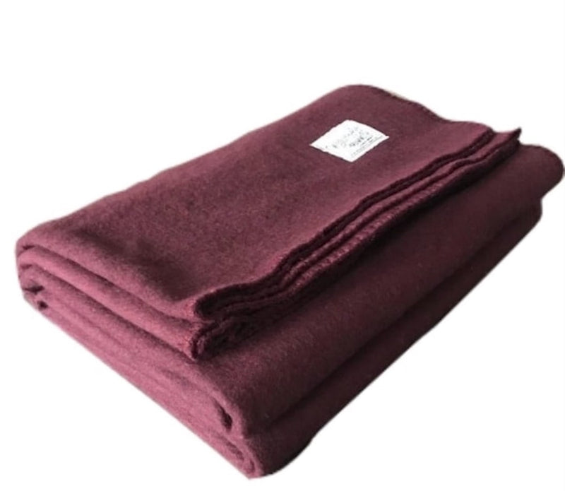 Burgundy Wool Blanket | Survival Gear | Woolly Mammoth Woolen Company