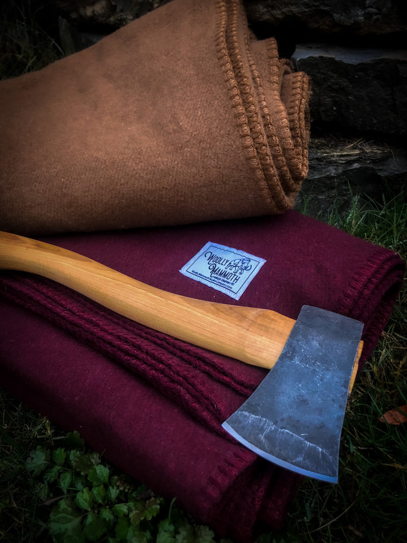 Burgundy Wool Blanket | Survival Gear | Woolly Mammoth Woolen Company