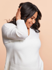 Elle V Neck Sweater in Ivory - As seen in O magazine - Not Monday