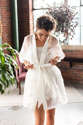 Boudoir Bliss White Lace Sheer Robe