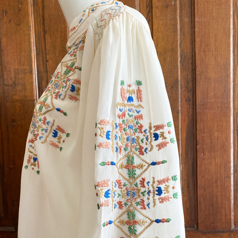 1930s Hand-Embroidered Silk Blouse