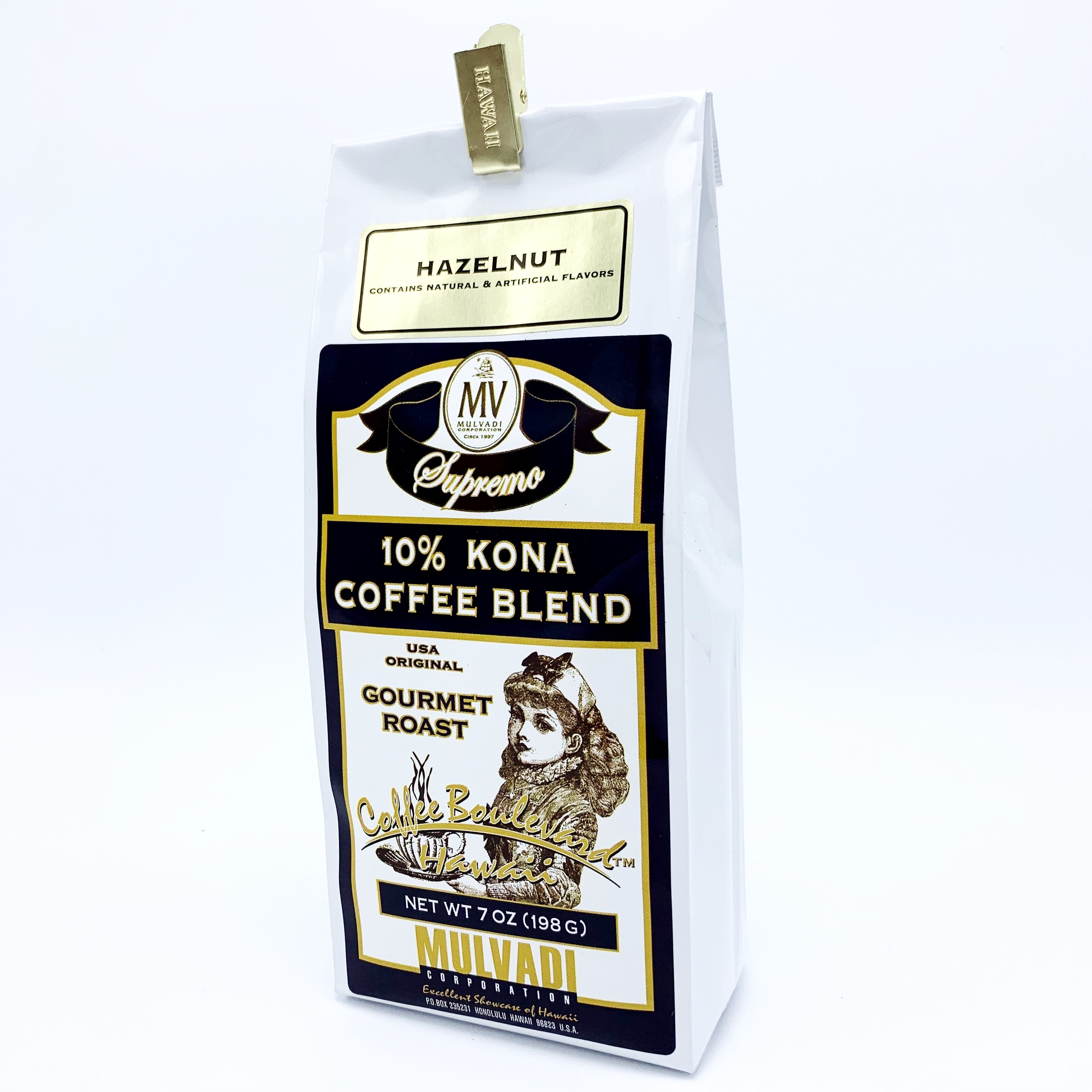 10 Kona Blend Coffee Hazelnut Ground Mulvadi