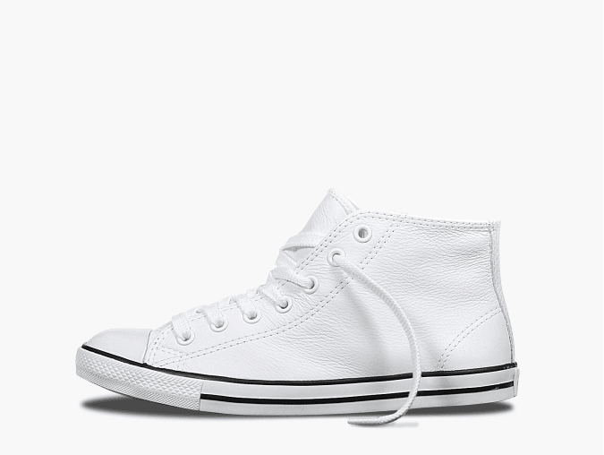 converse all star dainty leather mid white